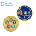 Moneda de desafío de fútbol deportivo chapada en oro de esmalte duro de doble cara de metal personalizado de alta calidad para recuerdo